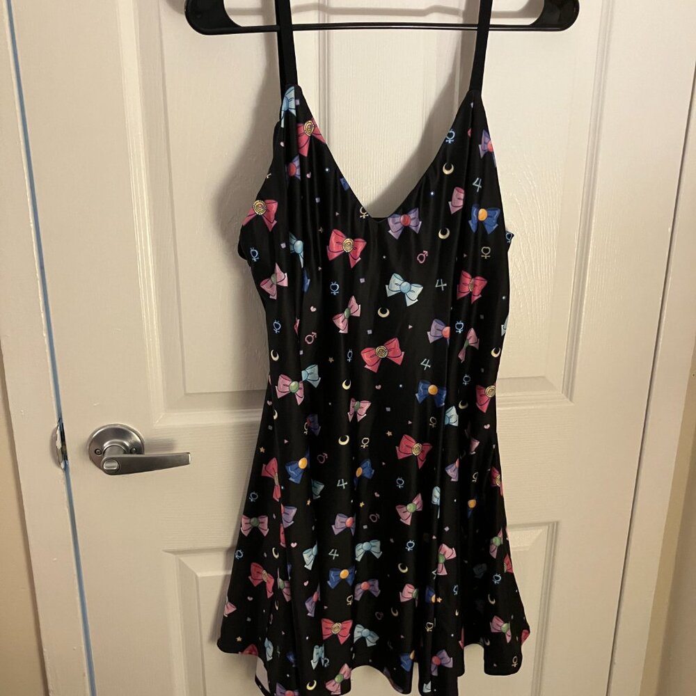 Blackmilk Black Mini Dress with Sailor Moon Bows - Picture 3 of 4